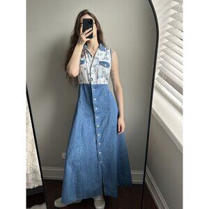 Niki-Lee California Cottagecore Denim Dress Size 11 – Floral Plaid Top